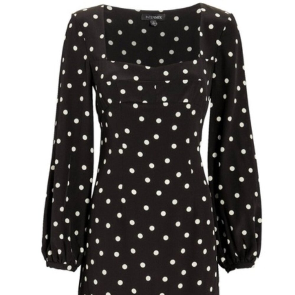Intermix 100% Silk Long Sleeve April Polka Dot Dress XS $325 - Picture 7 of 14